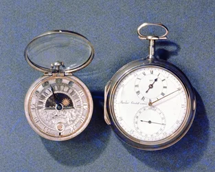 Sun and Moon Dialled Watch, by J.Windmills, c.1700; Pocket Chronometer, by Barraud, London, 1797